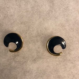 Navy and gold tone pierced earrings